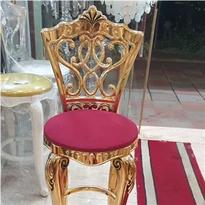 صندلی اپنی کانتر جزیره بدون دسته آبکاری طلایی مبلمان نارنجی مدل 509393