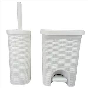 ست سطل زباله و فرچه سفید اورجینال ایتالیایی مبلمان نارنجی مدل 524833