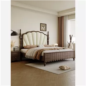 تخت خواب دونفره فندقی لمسه خور شیک. مبلمان نارنجی مدل 518435