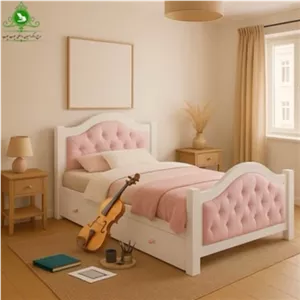 تخت خواب دخترانه تمام ام دی اف می باشد F236 مبلمان نارنجی مدل 519247