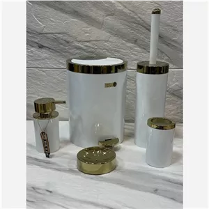 ست بهداشتی 5تکه کلاسیک ست سرویس بهداشتی مرمر 5تکه ست سطل و فرچه توالت ست بهداشتی توالت 5تکه مبلمان نارنجی مدل 525106