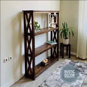 کتابخانه چوبی روستیک دکور مدل Bo900 مبلمان نارنجی مدل 520208