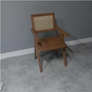 مبل تک نفره صندلی تک نفره حصری با چوب راش و حصیر چوب بامبو مبلمان نارنجی مدل 515254