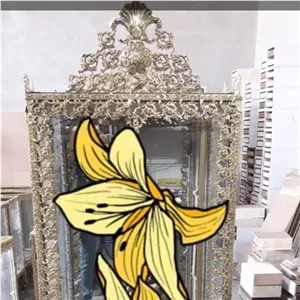 بوفه برنجی طرح گل یاس کد 324 مبلمان نارنجی مدل 524201