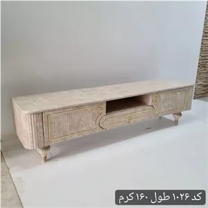 میز تلویزیون شبستان مدل 1026 رنگ مرمر مبلمان نارنجی مدل 524513