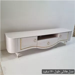 میز تلویزیون شبستان مدل هلالی رنگ سفید مبلمان نارنجی مدل 528814