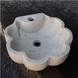 کاسه سنگی روشویی طرح صدف سنگ طبیعی مبلمان نارنجی مدل 529059