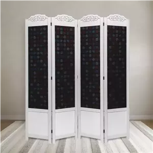 پاراوان پارتیشن چهارلنگه سبک و قابل حمل رنگ تیره از جنس MDF مبلمان نارنجی مدل 531200