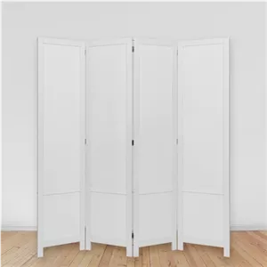 پاراوان پارتیشن چهارلنگه سفید ساده سبک و قابل حمل و تاشو از جنس MDF مبلمان نارنجی مدل 531334