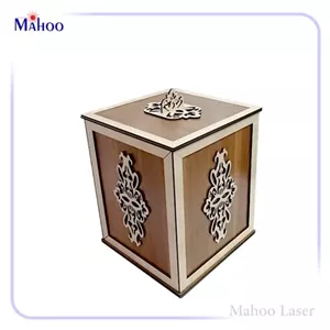 سطل درب دار چوبی طرح ماهو با گل های اسلیمی بسیار زیبا مبلمان نارنجی مدل 525421