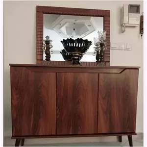 آینه و کنسول کلاسیک دستگیره مخفی مبلمان نارنجی مدل 523570