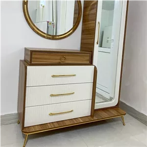 میز آرایش آینه قدی کلاسیک طرح زیبا مبلمان نارنجی مدل 527235