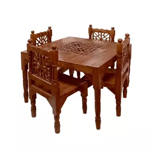 میز ناهار خوری چوبی سنتی طرح گره چین ست 4 نفره مبلمان نارنجی مدل 521163