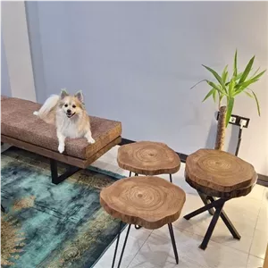 میز عسلی روستیک چوب نارون مبلمان نارنجی مدل 529018