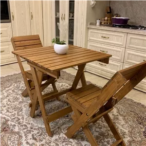 میز و صندلی طرح ایکیا چوبی تاشو مبلمان نارنجی مدل 522631
