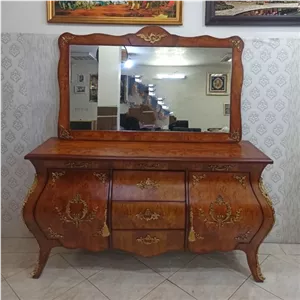 آینه کنسول خمره ای برنزکوب مبلمان نارنجی مدل 529691