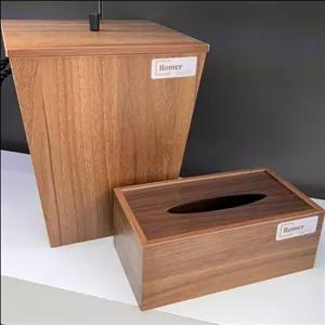 ست سطل و جا دستمال کاغذی چوبی مدل رایکا مبلمان نارنجی مدل 525195