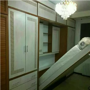 تخت تاشو دیواری کمجا مبلمان نارنجی مدل 517356