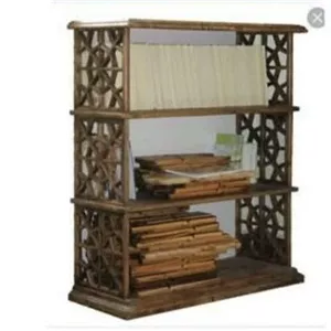 کتابخانه چوبی شلف استند قفسه تحویل در باربری مقصد مبلمان نارنجی مدل 520498
