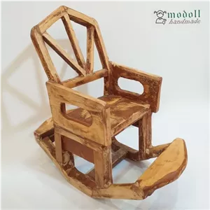 صندلی راک عروسک دکوری دست ساز تمام نراد به سبک روستیک سایز 2 موجودی رنگ قهوه ای تیره مبلمان نارنجی مدل 509890