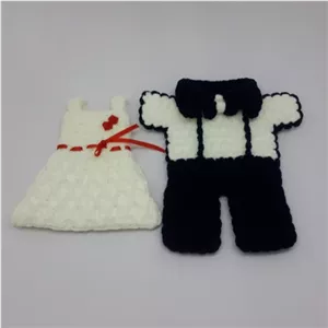 ست لیف بافتنی عروس و داماد مبلمان نارنجی مدل 528938