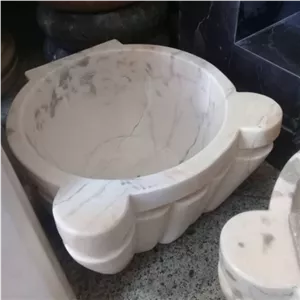 کاسه حمام ترکی سنگ مرمریت رنگ سفید مبلمان نارنجی مدل 529464