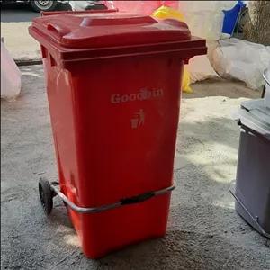 سطل زباله چرخدار پدالی گودبین هوم کت 100 لیتری مبلمان نارنجی مدل 525229