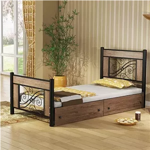 تخت خواب یک نفره مدل ملودی باکشو بدون تشک مبلمان نارنجی مدل 516811