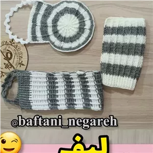 لیف حمام بافتنی دستبافت ست لیف دست بافت مناسب عروس و داماد مبلمان نارنجی مدل 528916