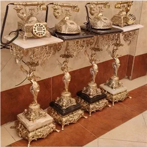 میز تلفن فرشته ملکه پایه دار برنز سلطنتی برنزی مبلمان نارنجی مدل 525898 