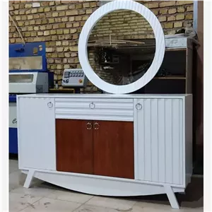 آینه کنسول کلاسیک سفید ماهان مبلمان نارنجی مدل 526433