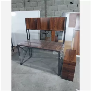 میز تحریرباکس دار اداری کامپیوتر چوبی فلزی مبلمان نارنجی مدل 528876