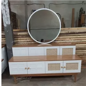 آینه کنسول ست میز تی وی حصیری کلاسیک لوکس مبلمان نارنجی مدل 526424