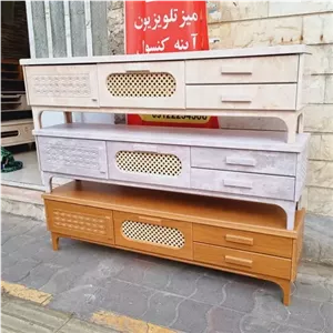 میز تلویزیون شبستان مدل حصیری مبلمان نارنجی مدل 528821