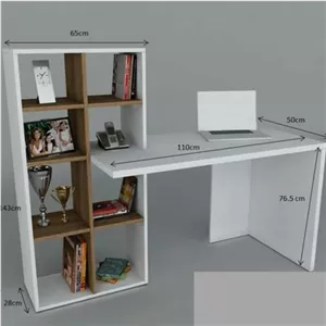 کتابخانه و میز تحریر 4 طبقه مبلمان نارنجی مدل 528374