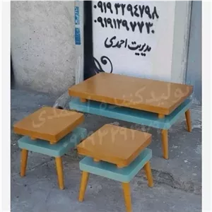 جلو مبلی عسلی کلاسیک دوطبقه مبلمان نارنجی مدل 525935