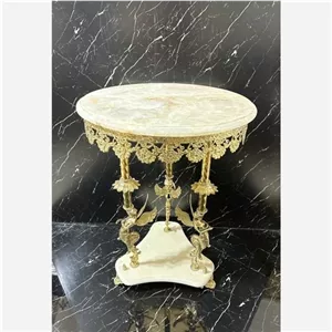 میز خاطره سنگی برنز مبلمان نارنجی مدل 527005