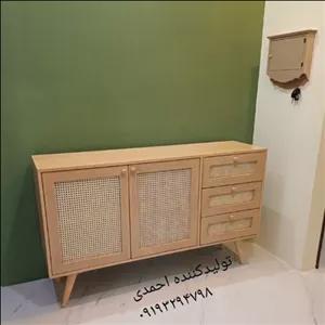 میز کنسول حصیری نگین مبلمان نارنجی مدل 528298