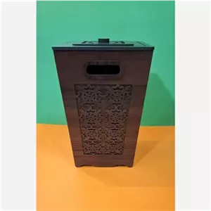 سطل زباله چوبی طرح ترنج مبلمان نارنجی مدل 524413