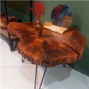 میز جلومبلی چوب خوش نقش و نگار افرا مبلمان نارنجی مدل 524371