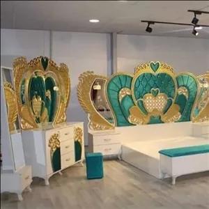 سرویس خواب عربی کامل باکمد سه عدد مبلمان نارنجی مدل 516226