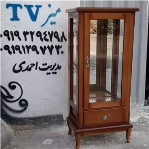 مینی بوفه کلاسیک کشودار چوبی فندقی مبلمان نارنجی مدل 525141