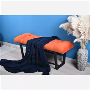 پاف نیمکت لمسه پایه فلزی سه نفره راکاوود مبلمان نارنجی مدل 513246