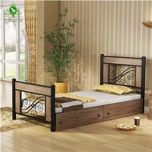 تخت خواب یک نفره چوب و فلز مدل ملودی مبلمان نارنجی مدل 518515