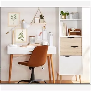 میز تحریر و کتابخانه، میز چوبی، میز لپ تاپ، شلف و کشو مبلمان نارنجی مدل 528067