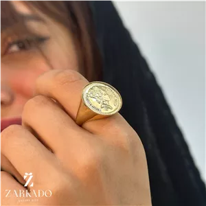 انگشتر طلا طرح سکه الیزابت R27026 
