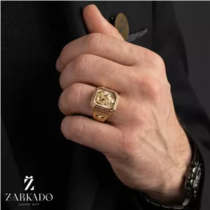 انگشتر طلا مردانه طرح مار و لنگر 