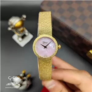 ساعت زنانه دیور la d de dior satine طلایی صفحه صورتی