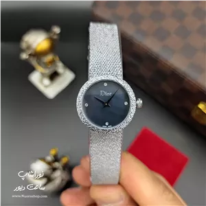 ساعت زنانه دیور la d de dior satine نقره ای صفحه مشکی