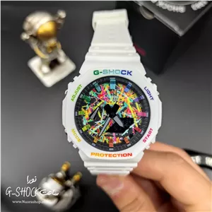 ساعت جیشاک سفید صفحه رنگی G-Shock ga-2100